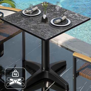 CPBL | HPL bistrobord | B:D:H 70 x 70 x 78 cm | sten / aluminium | ekstra vægt | firkantet