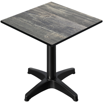 CPBL | HPL bistrobord | B:D:H 70 x 70 x 78 cm | rustikt fyrretræ / aluminium | ekstra vægt | firkantet