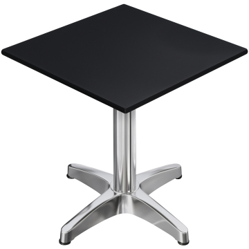 CPBL | HPL Bistro Table | B:D:H 70 x 70 x 78 cm | Sort / Aluminium | Sammenklappelig + ekstra vægt | Firkantet