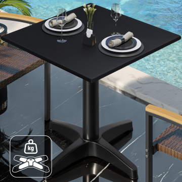 CPBL | HPL bistrobord | B:D:H 70 x 70 x 78 cm | sort / aluminium | ekstra vægt | firkantet