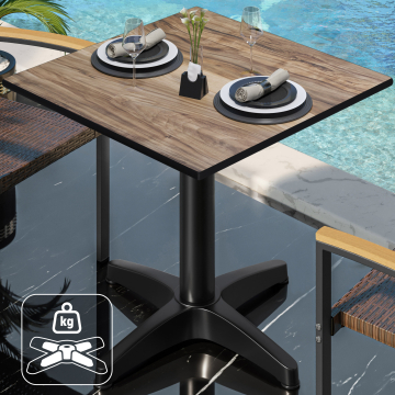 CPBL | HPL bistrobord | B:D:H 70 x 70 x 78 cm | sheesham / aluminium | ekstra vægt | firkantet