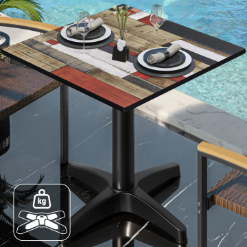 CPBL | HPL Bistrobord | B:D:H 70 x 70 x 78 cm | Vintagefarvet / Aluminium | Ekstra vægt | Firkantet