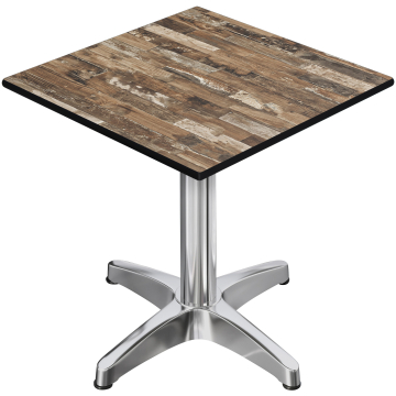 CPBL | HPL Bistro Table | B:D:H 70 x 70 x 78 cm | Vintage Old / Aluminium | Fällbart + extra vikt | Fyrkantigt