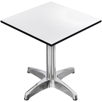 CPBL | HPL Bistrobord | B:D:H 70 x 70 x 78 cm | Vit / Aluminium | Vikbart + extra vikt | Fyrkantigt