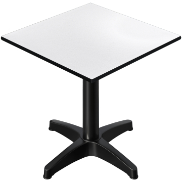CPBL | HPL bistrobord | B:D:H 70 x 70 x 78 cm | hvid / aluminium sort | ekstra vægt | firkantet