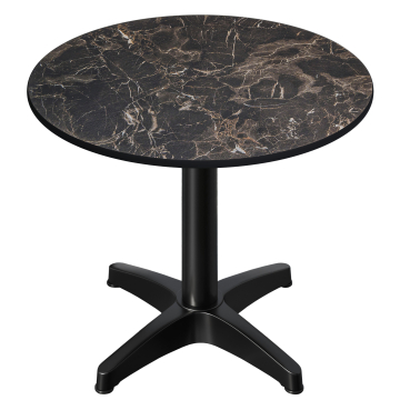 CPBL | HPL Bistro Table | Ø:H 60 x 78 cm | Cappuccino Marble / Aluminium Black | Foldable + additional weight | Round