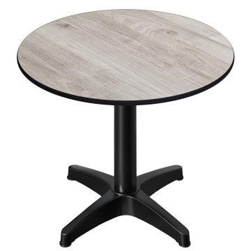CPBL | HPL-bistro-pöytä | Ø:K 60 x 78 cm | tammi valkoinen / alumiini musta | lisäpaino | pyöreä | pyöreä
