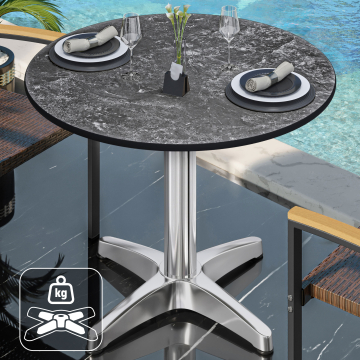 CPBL | HPL bistrobord | Ø:H 60 x 78 cm | Stein / aluminium | Ekstra vekt | Rundt