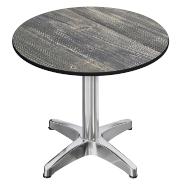 CPBL | HPL Bistrobord | Ø:H 60 x 78 cm | Rustik furu / aluminium | Fällbart + extra vikt | Runt
