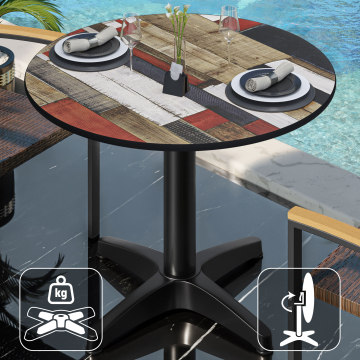 CPBL | HPL Bistro Table | Ø:H 60 x 78 cm | Vintage Coloured / Aluminium | Foldable + additional weight | Round