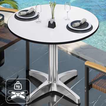 CPBL | HPL bistrobord | Ø:H 60 x 78 cm | Hvit / aluminium | Ekstra vekt | Rundt