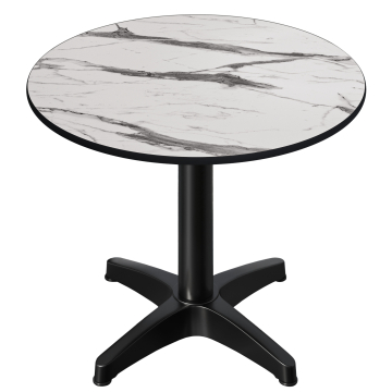 CPBL | HPL Bistro Table | Ø:H 60 x 78 cm | White Marble / Aluminium Black | Foldable + additional weight | Round