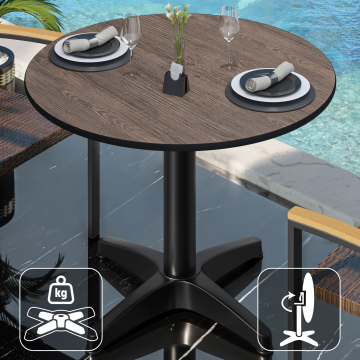 CPBL | HPL Bistro Table | Ø:H 60 x 78 cm | Wenge / Aluminium | Foldable + additional weight | Round