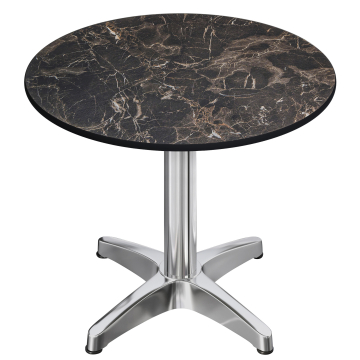 CPBL | Tavolo da bistrot in HPL | Ø:H 70 x 78 cm | Marmo cappuccino / alluminio | Pieghevole + peso aggiuntivo | Rotondo