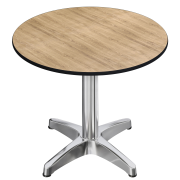 CPBL | Tavolo da bistrot in HPL | Ø:H 70 x 78 cm | Rovere / Alluminio | Pieghevole + peso aggiuntivo | Rotondo