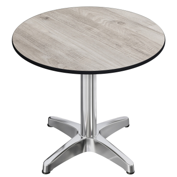 CPBL | Tavolo da bistrot in HPL | Ø:H 70 x 78 cm | Rovere-Bianco/Alluminio | Pieghevole + peso aggiuntivo | Rotondo