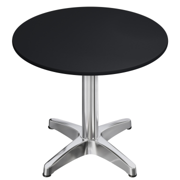 CPBL | Tavolo da bistrot in HPL | Ø:H 70 x 78 cm | Nero / Alluminio | Pieghevole + peso aggiuntivo | Rotondo