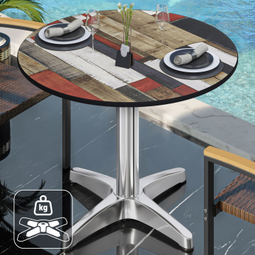 CPBL | HPL bistrobord | Ø:H 70 x 78 cm | Vintage Fargerike / Aluminium | Ekstra vekt | Rundt