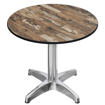 CPBL | Tavolo da bistrot in HPL | Ø:H 70 x 78 cm | Vintage Old / Alluminio | Pieghevole + peso aggiuntivo | Rotondo