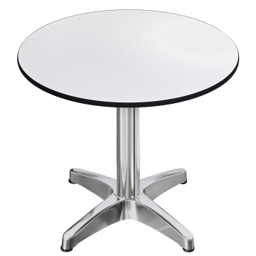 CPBL | Tavolo da bistrot in HPL | Ø:H 70 x 78 cm | Bianco / Alluminio | Pieghevole + peso aggiuntivo | Rotondo