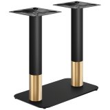 OVAL | Structure de table double bistro | Or/Noir | Hauteur : 71 cm | Colonne : Ø 7,6 cm | Plateau : 40 x 70 cm