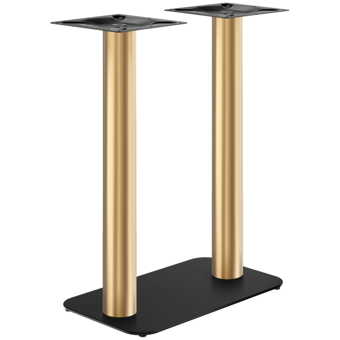 OVAL | Piètement de table double bistro | Or/Noir | Hauteur : 104 cm | Colonne : Ø 7,6 cm | Plateau : 40 x 70 cm