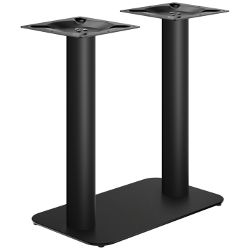 OVAL | Bistro Doppel Tischgestell | Schwarz | Höhe: 71 cm | Säule: Ø 7,6 cm | Bodenplatte: 40 x 70  cm