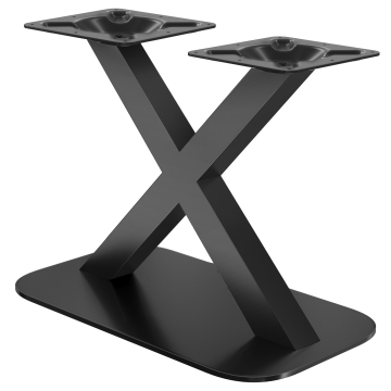 OVAL X | Struttura per tavolo da bistrot | Nero | Altezza: 71 cm | Colonna: 6 x 6 cm | Base: 40 x 70 cm