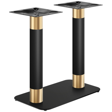 OVAL | Structure de table double bistro | Or/Noir | Hauteur : 71 cm | Colonne : Ø 7,6 cm | Plateau :
