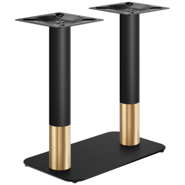 OVAL | Structure de table double bistro | Or/Noir | Hauteur : 71 cm | Colonne : Ø 7,6 cm | Plateau :