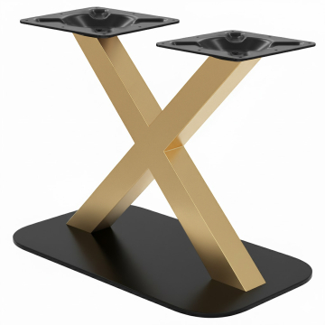 OVAL X | Support de table de bistrot | Or/noir | Hauteur : 71 cm | Colonne : 6 x 6 cm | Pied : 40 x