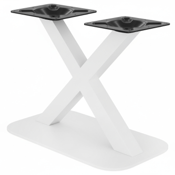 OVAL X | Bistro Bordstel | Hvid | Højde: 71 cm | Stolpe: 6 x 6 cm | Fod: 40 x 70 cm