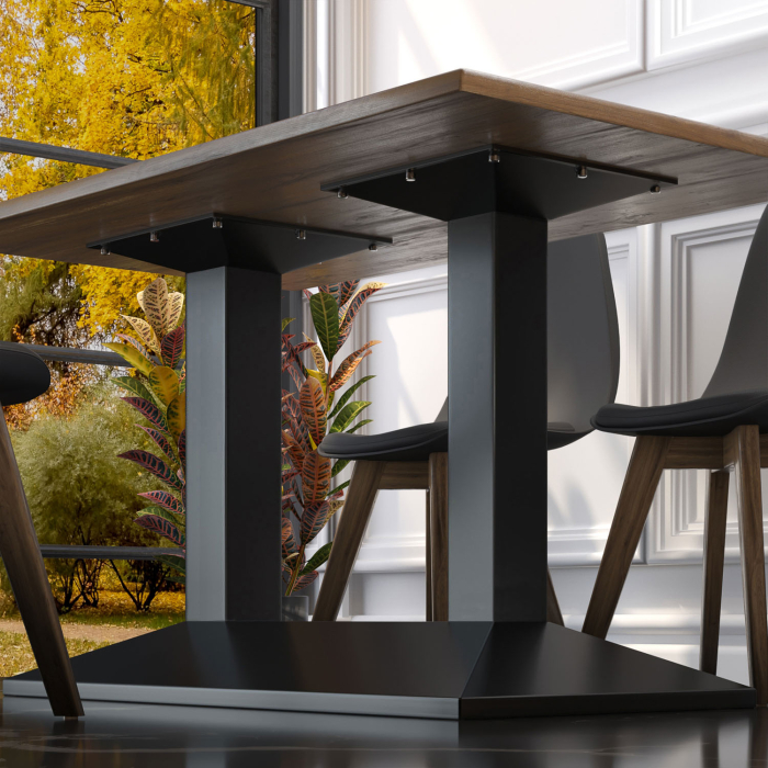 PALMA | Bistro Doppel Tischgestell | Schwarz | B:T 40 x 73 cm | Säule: 6 x 76 cm