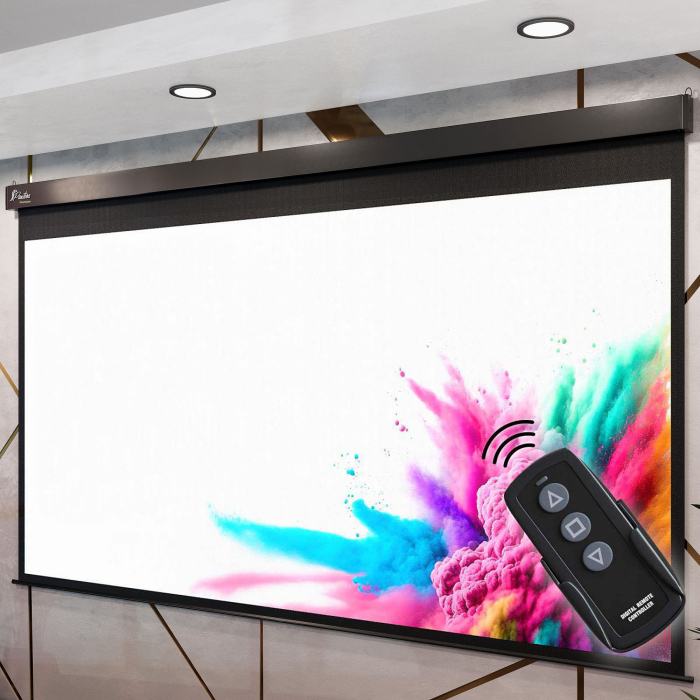 PANTERA | Elektrisk projektorduk | 240 x 180 cm | 120" | 4:3 | Högklassig rörformad motor | 4K/8K Ultra HDR 3D