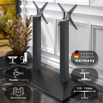 PALMA | Bistro Doppel Stehtischgestell | Schwarz | B:T 40 x 73 cm | Säule: 8 x 109 cm | Klappbar