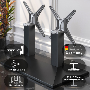 PALMA | Bistro Lounge Doppel Tischgestell | Schwarz | B:T 40 x 73 cm | Säule: 8 x 40 cm | Klappbar