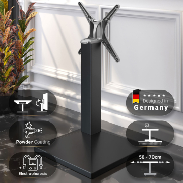PALMA | Restaurant Table Base | Black | Base Plate: 50 x 50 cm | Column: 8 x 76 cm | Foldable