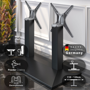 PALMA | Bistro dubbel tafelframe | Zwart | B:D 40 x 73 cm | Kolom: 8 x 76 cm | Opvouwbaar
