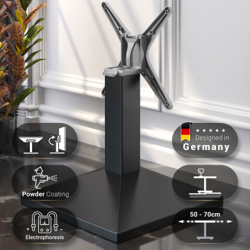 PALMA | Bistro Lounge Tischgestell | Schwarz | Fuß: 50 x 50 cm | Säule: 8 x 40 cm | Klappbar