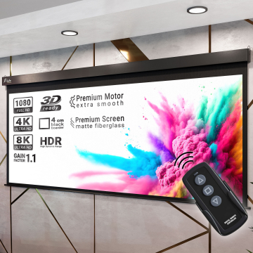 PANTERA | Motor projektorlærred | 240 x 135 cm | 110" | 16:9 | Premium rørformet motor | 4K/8K Ultra HDR 3D