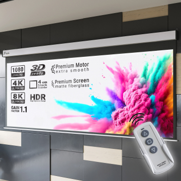 PANTERA | Motor projektorlærred | 240 x 135 cm | 110" | 16:9 | Premium rørformet motor | 4K/8K Ultra HDR 3D