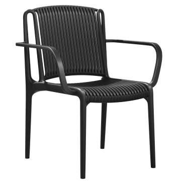PAVIA ARM | Plastic Stoel | Zwart | Plastic | Stapelbaar