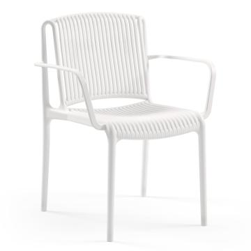 PAVIA ARM | Chaise de terrasse Bistro | Blanc | Plastique | Empilable