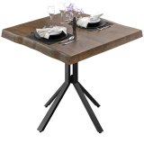 PE | Bistrotisch Baumkante | B:T:H 70 x 70 x 77 cm | Walnuß / Schwarz | Quadratisch