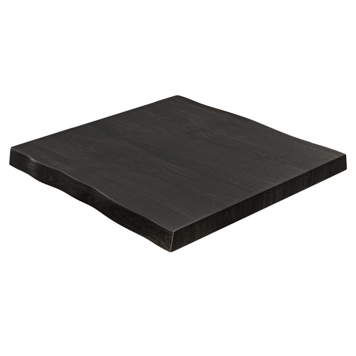 PERU | Gastro Tischplatte Baumkante | 100 x 100 cm | 6cm | Quadratisch | Schwarz