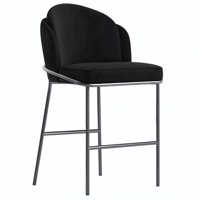 Penelope | Hotel Barkruk | Fluweel | Zwart