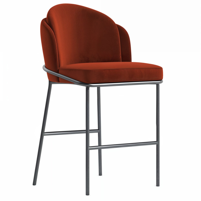 Penélope | Taburete de hotel | Terciopelo | Naranja