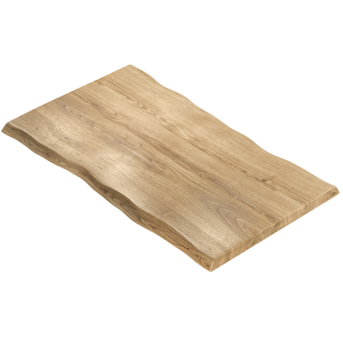 PÉROU | Plateau de table Gastro avec bord naturel | 200 x 100 cm | Épaisseur : 6 cm | Rectangulaire | Chêne