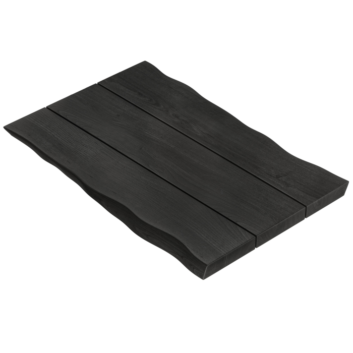PERÚ | Tablero de mesa gastronómico con borde natural | 160 x 90 cm | 8 cm de grosor | Rectangular | Negro