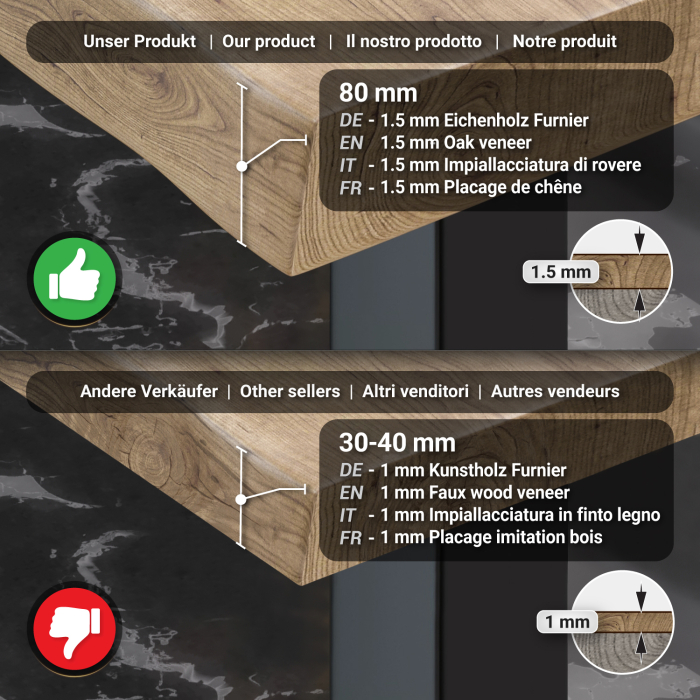 PERU | Gastro tabletop live edge | 120 x 70 cm | 8 cm | Rectangular | Oak PERU | Gastro tabletop live edge | 120 x 70 cm | 8 cm | Rectangular | Oak